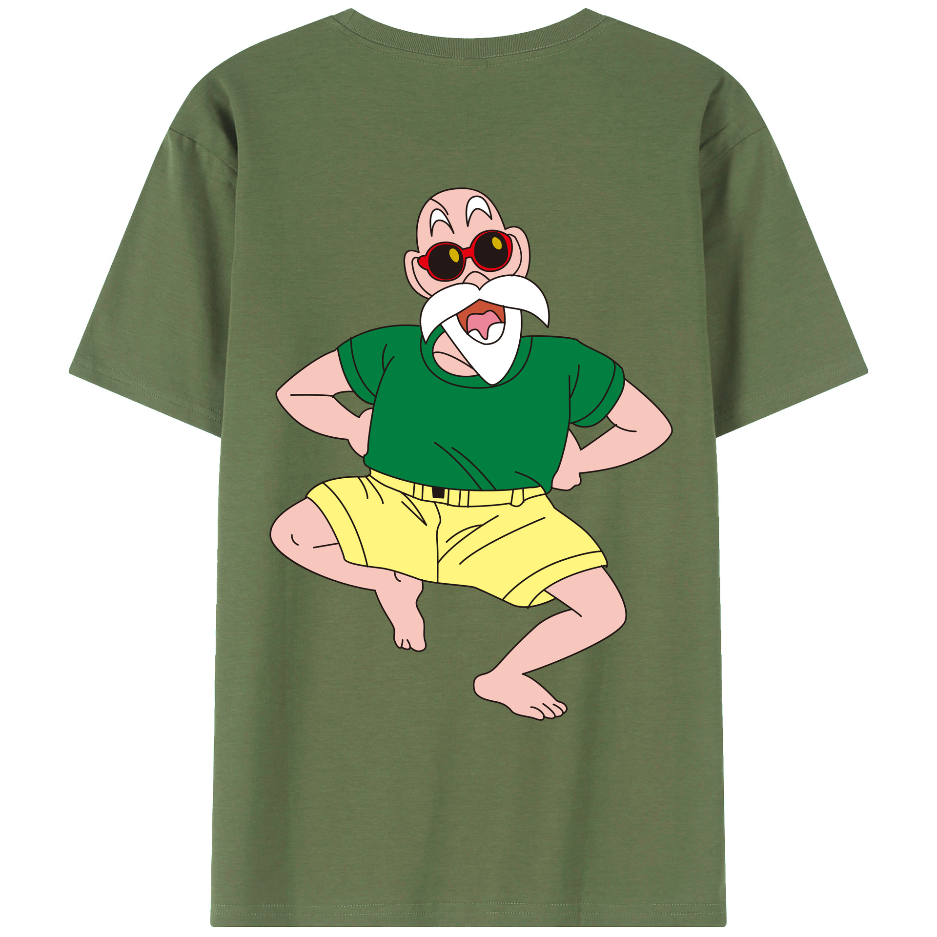 （画像用） ドラゴンボール 亀仙人（かめせんにん） DRAGON BALL Master Roshi Kame Sennin 綿100％ メンズ半袖Tシャツ（バックプリント） 通気性